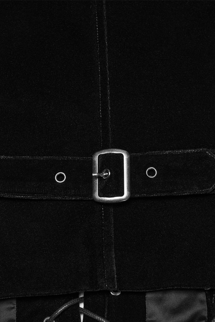 Black V Collar Sleeveless Lace-Up Buckle Straps Men's Gothic Vest