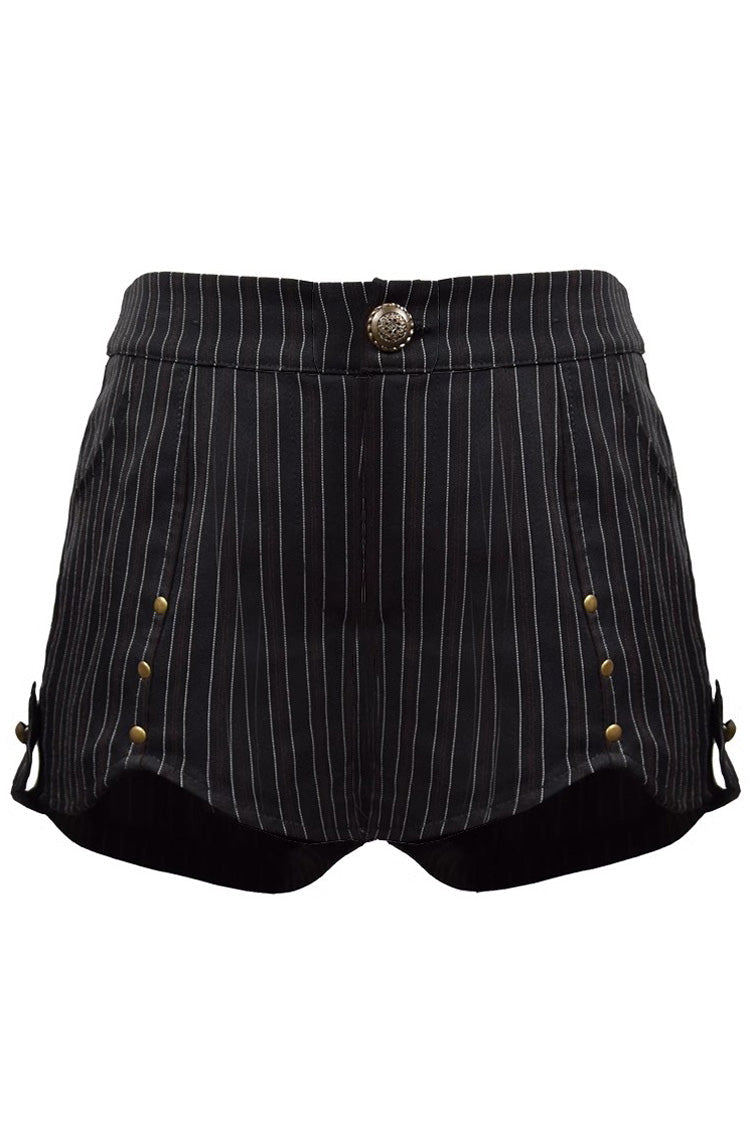 Black Stripe Print Rivet Ouji Fashion Lolita Shorts