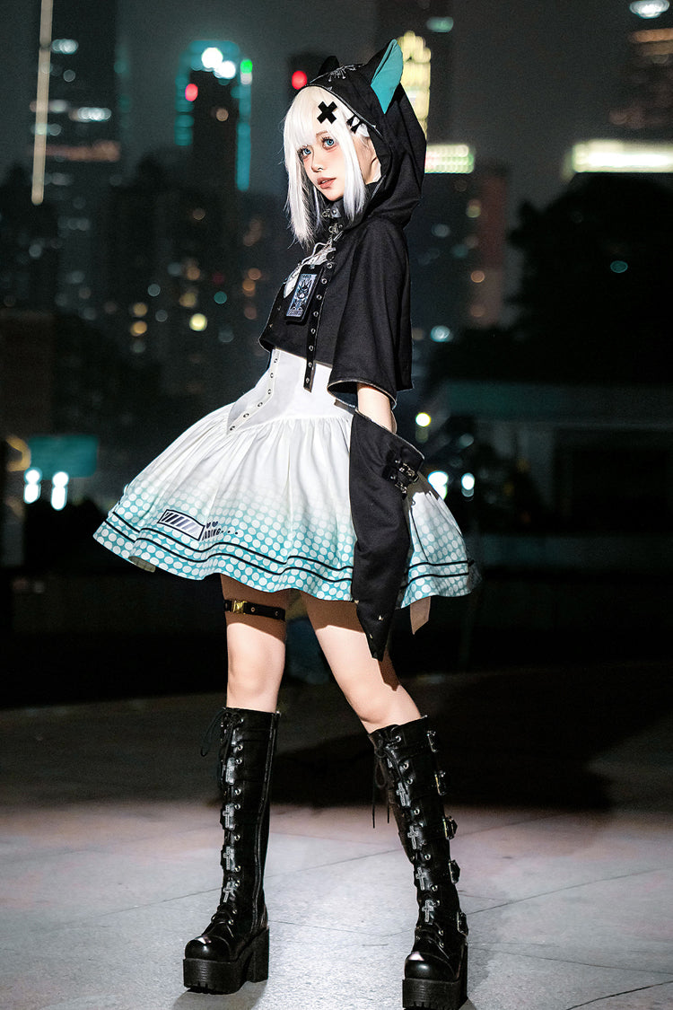 Black/White [Electronic Cat] Print Future Suit Gothic Cool Lolita Dress