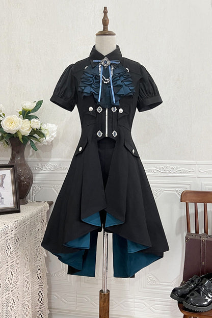 Black [Deep Music] Short Sleeves Gothic Elegant Ouji Lolita Four-piece Set