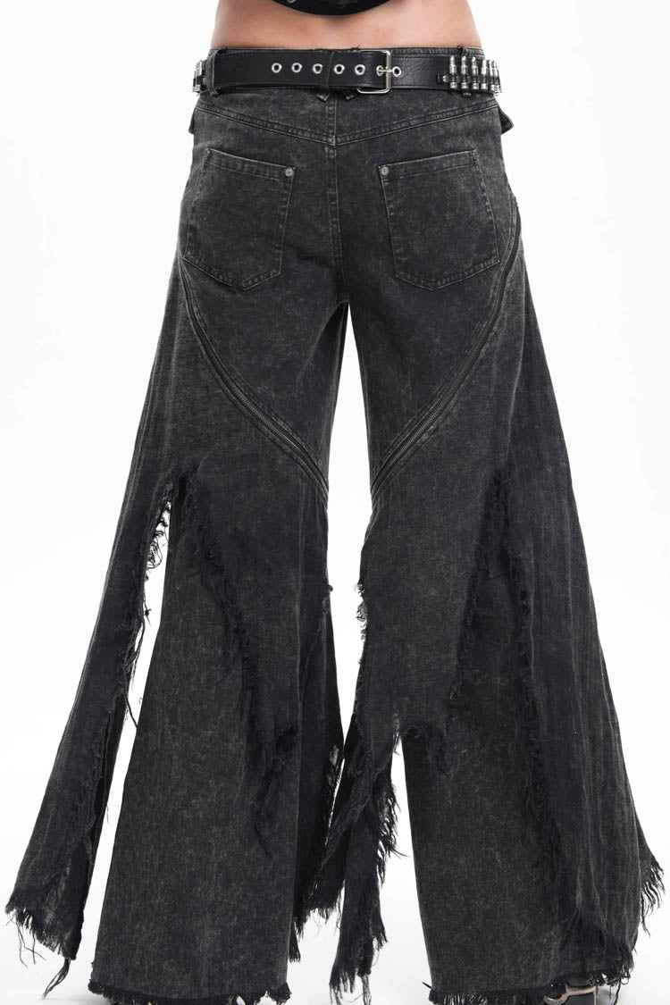 Black Ripped Rings Studs Men's Gothic Pants