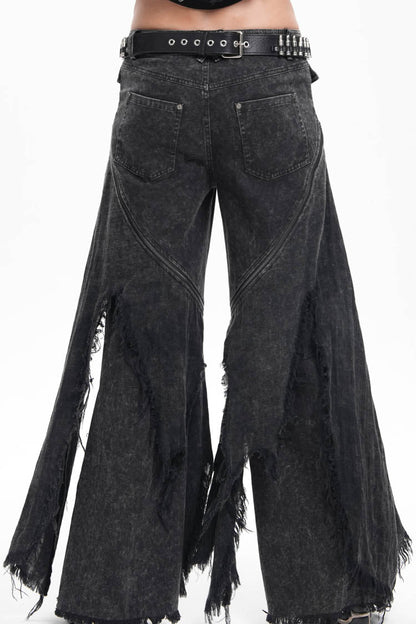 Black Ripped Rings Studs Men's Gothic Pants