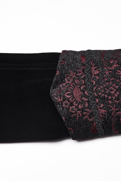 Black/Red Stand Collar Long Sleeves Floral Jacquard Bouble-breasted Zipper Men's Gothic Coat