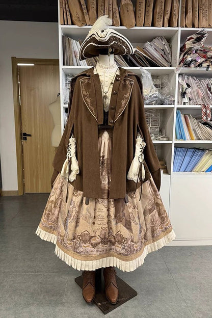 Pirate Series Navigation Treasure Hunting Guide Embroidery Handsome Lolita Cloak 2 Colors