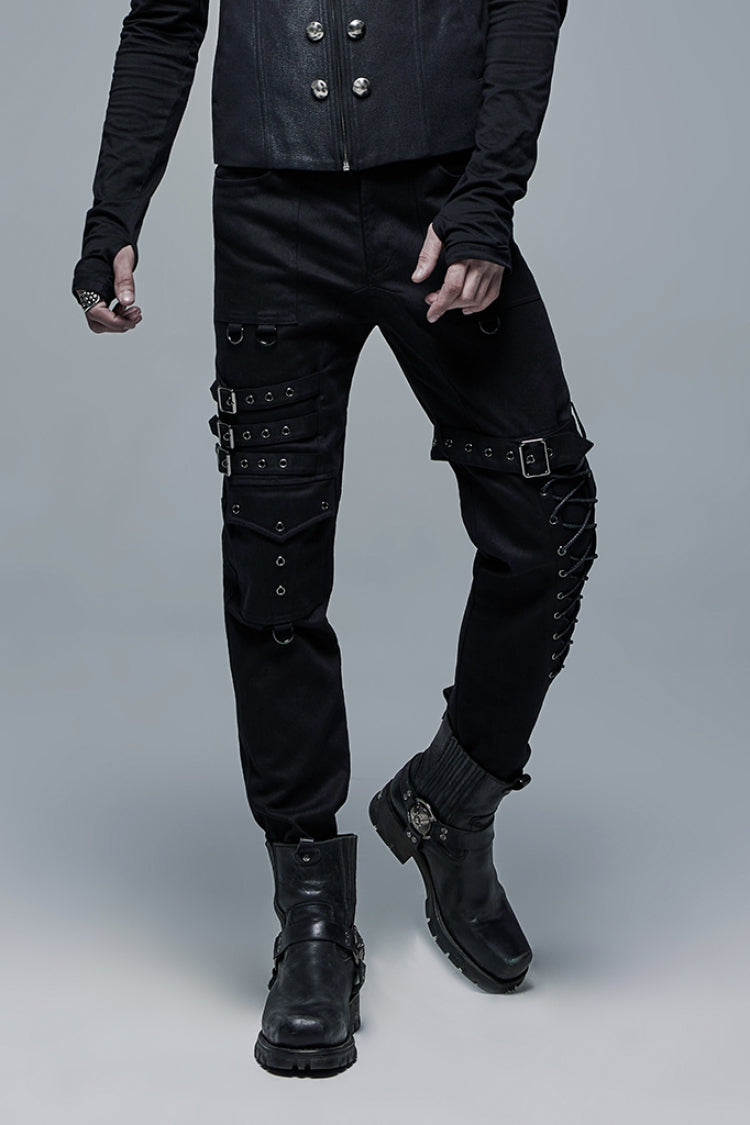 Multi Pockets Buckles Detachable Men's Steampunk Pants 2 Colors