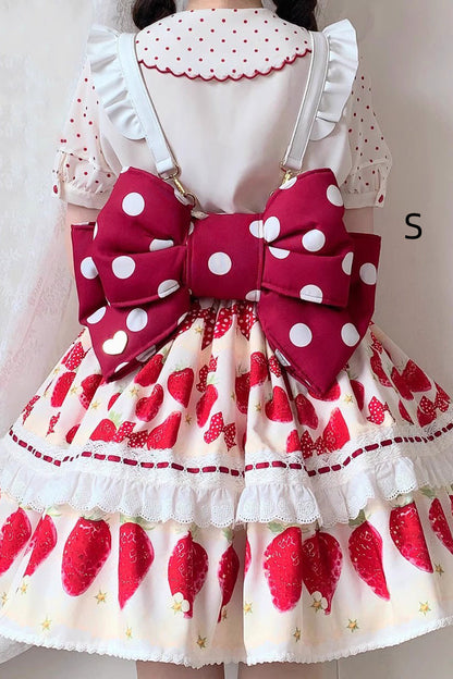 Red/White Polka Dot Print Bowknot Shaped Sweet Lolita Backpack