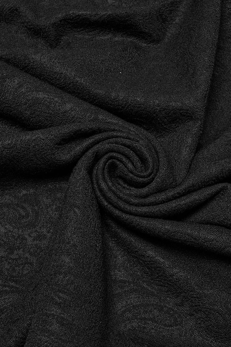 Black V Collar Long Sleeves Jacquard Embroidery Men's Gothic Blouse