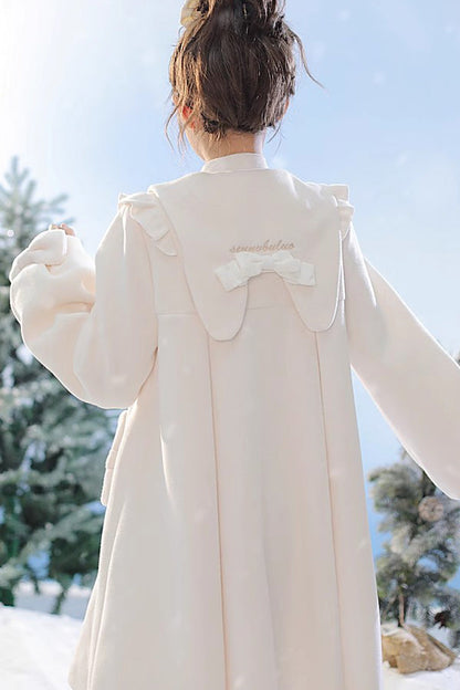 White Pointed Collar Long Sleeves Bowknot Sweet Lolita Coat