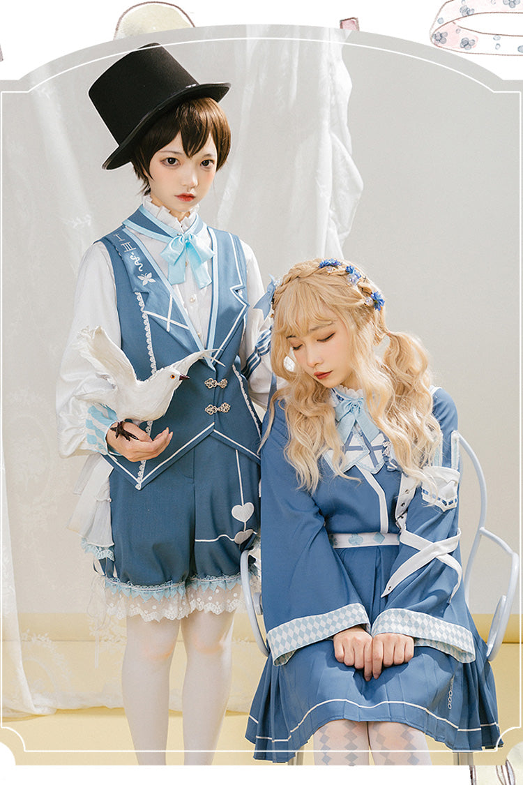 Blue/White Alice Detective Series Ouji Lolita Set