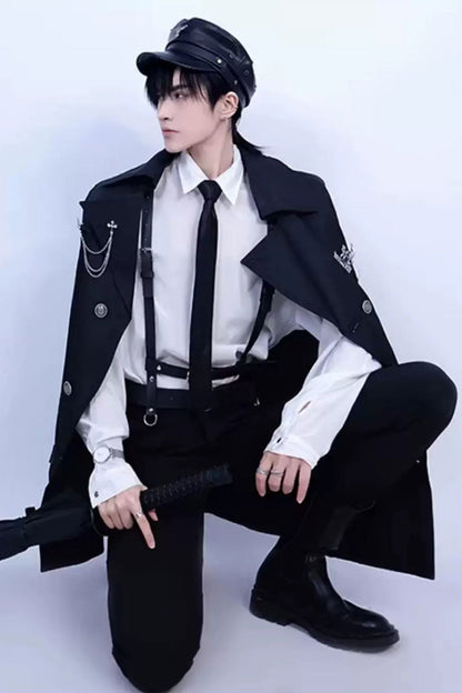 Black [The Judge] Long Sleeves Gothic Military Handsome Ouji Lolita Coat