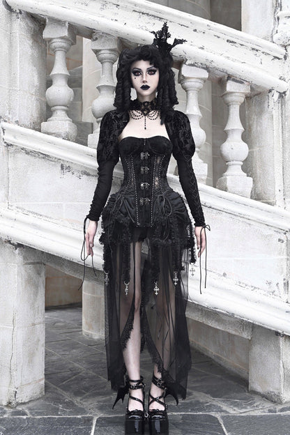 Black [Hell Alice] Hollow Lace-Up Fishbone Gothic Lolita Dress Corset