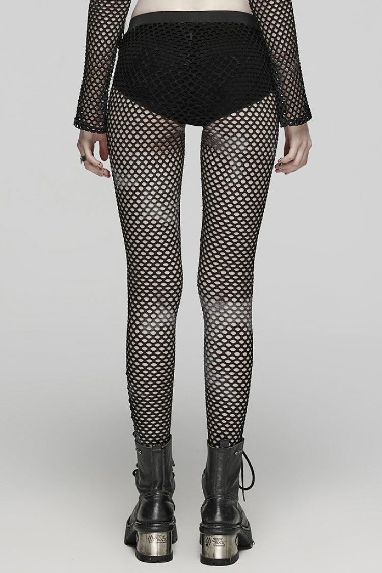 Tie-dyed Print Stitching Sheer Mesh Women's Steampunk Leggings 3 Colors