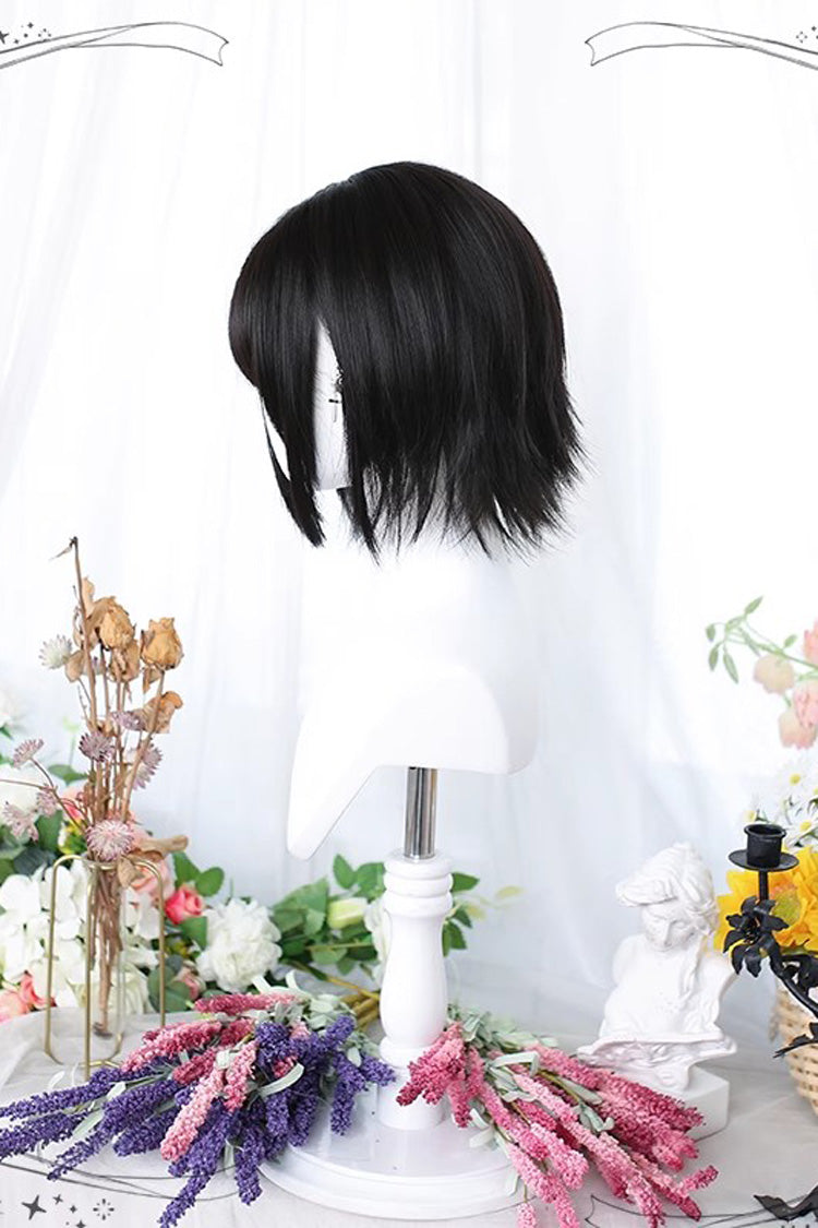 Black Sweet Japanese Outward-Curled Ends Air Bangs Lolita Wig