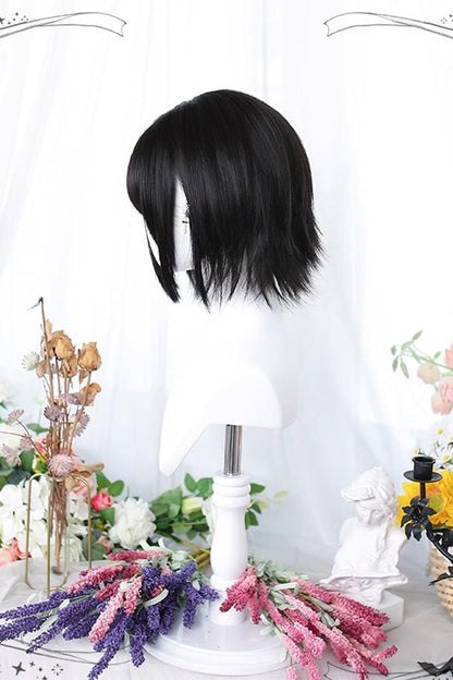 Black Sweet Japanese Outward-Curled Ends Air Bangs Lolita Wig