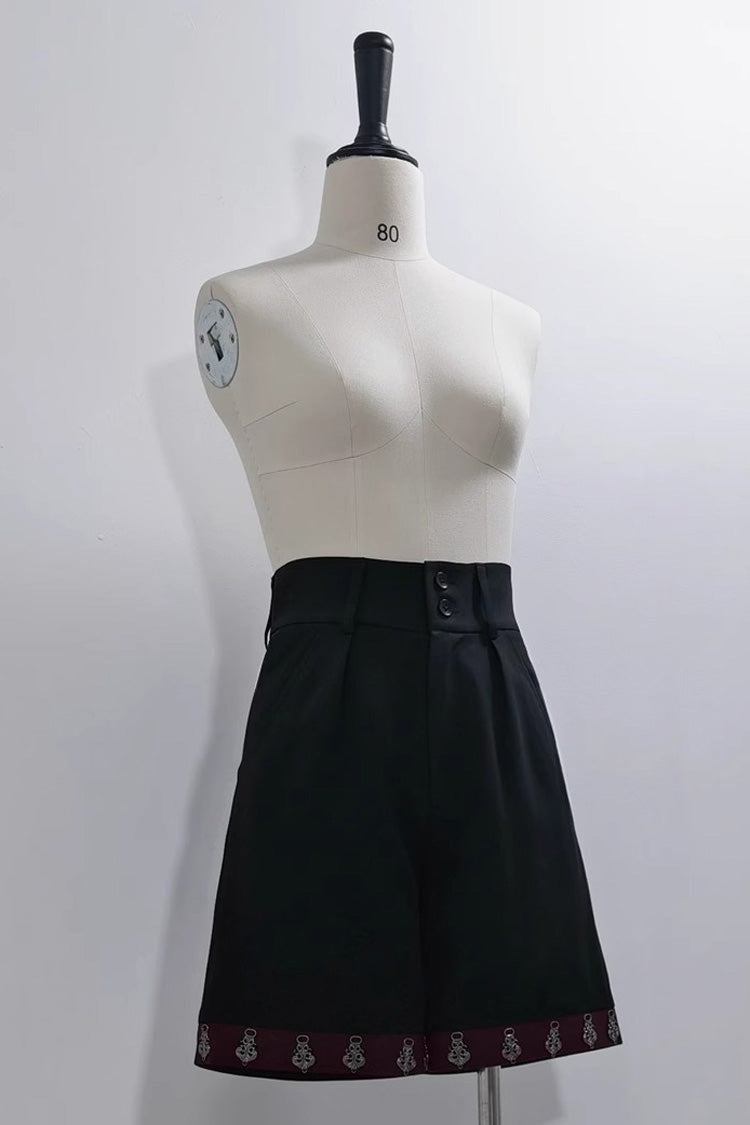 Black Print Slim Gothic Vintage Prince Ouji Lolita Shorts