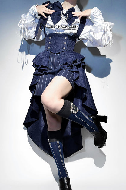 Blue Rabbit Theater Vertical Stripes Print Ouji Fashion Sweet Prince Cool Lolita Shorts