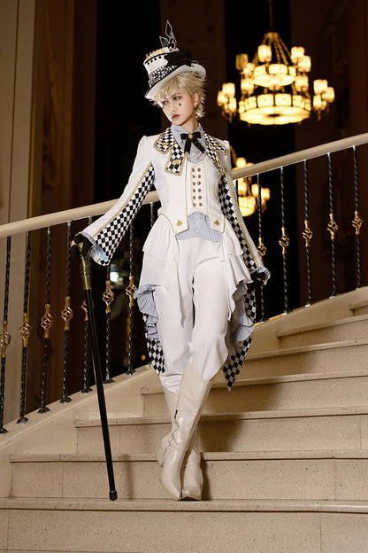 White Immortal Lost Alice Plaid Print Elegant Ouji Fashion Lolita Coat