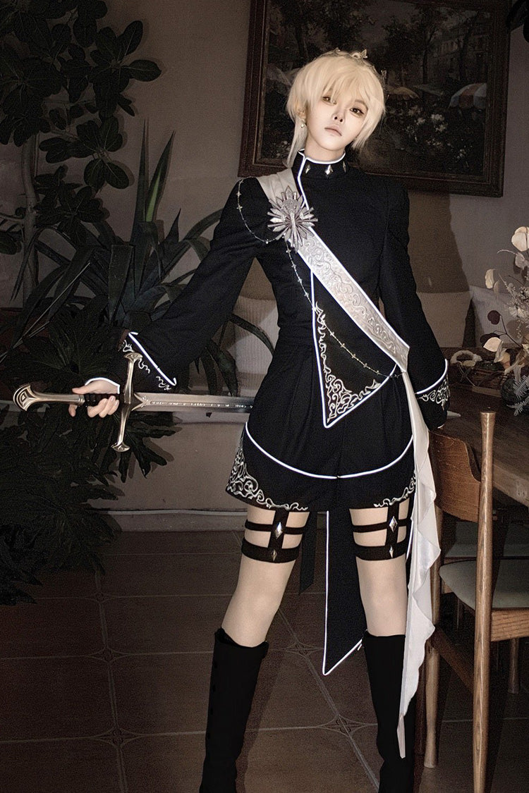 Black [Sword of Oath] Long Sleeves Embroidered Gothic Vintage Knight Prince Ouji Lolita Set