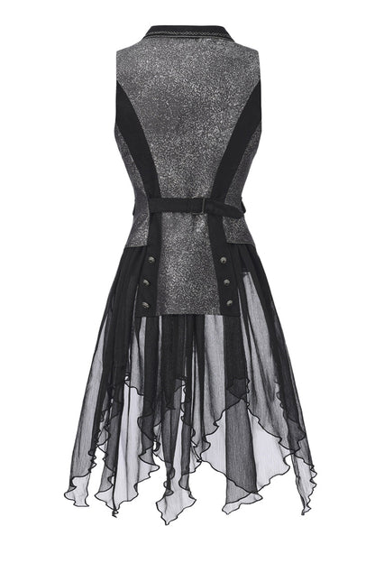 Silver [Eternal Dislocated Boundary] Sleeveless Lace Slim Gothic Elegant Prince Handsome Lolita Long Coat