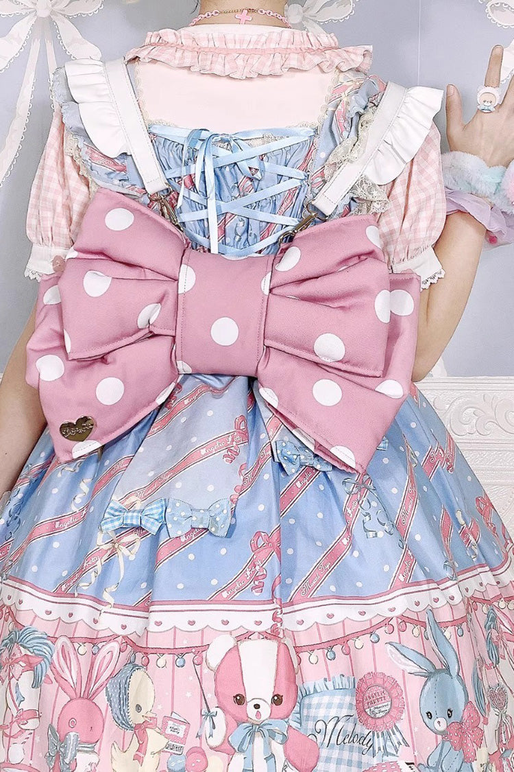 Pink/White Polka Dot Print Bowknot Shaped Sweet Lolita Backpack