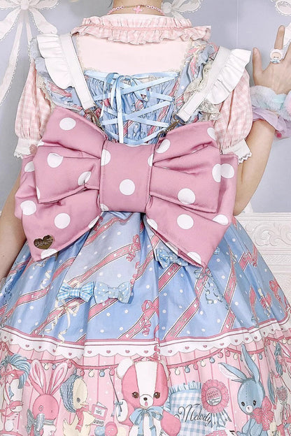 Pink/White Polka Dot Print Bowknot Shaped Sweet Lolita Backpack
