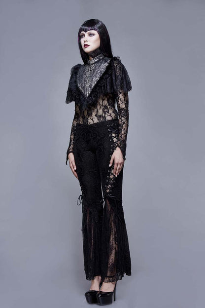 Black/Silver Triangle Jacquard Fabric Lace Fabric Feather Lace Women's Gothic Shawl