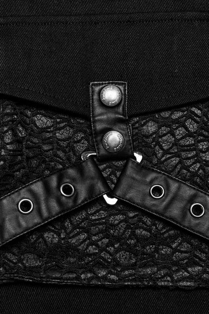 Black Stand Collar Stitching Slim Men's Punk Vest