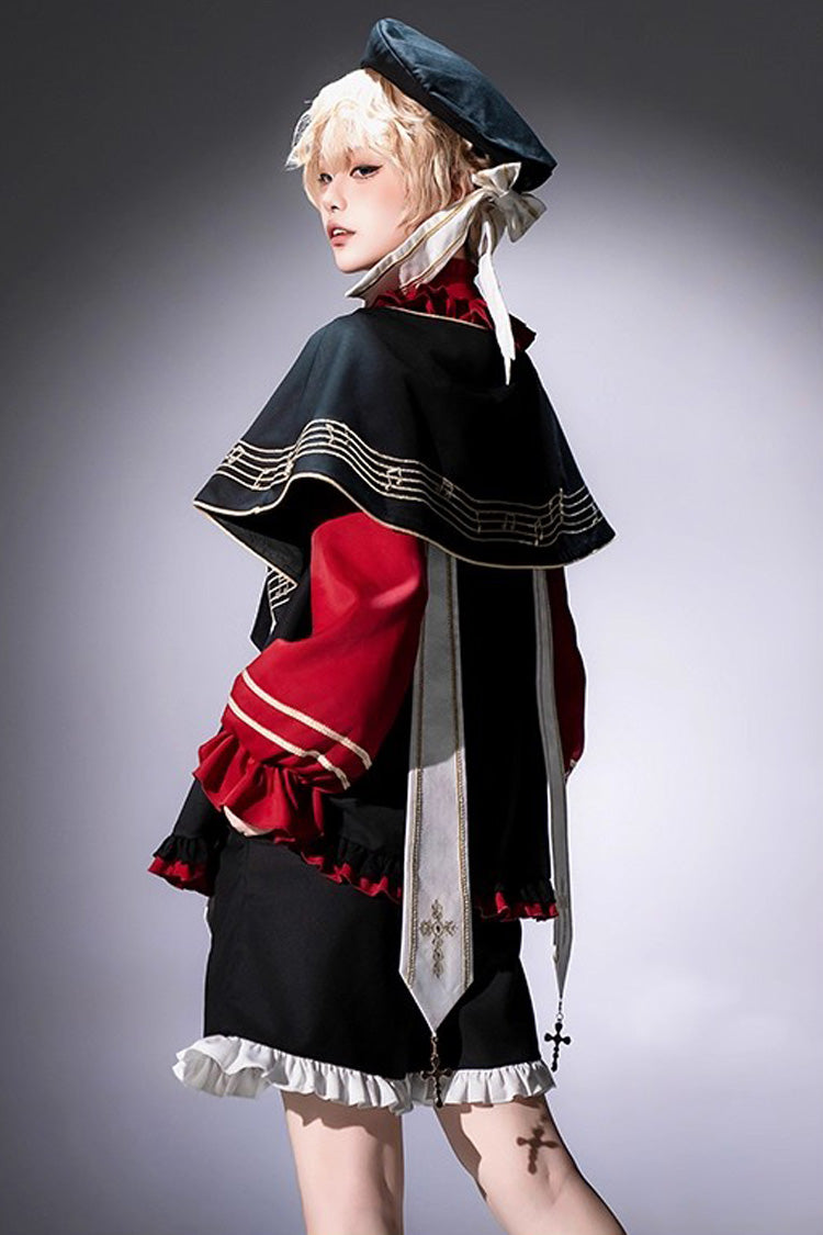 Black/Red [The Choir of The Church] Ouji Fashion Gothic Prince Lolita Set (Younger Brother Version)