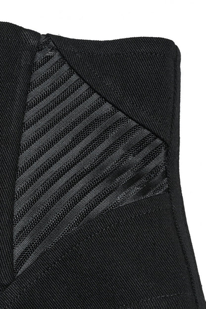 Black Stitching Mesh Zipper Women's Punk Underbust Corset