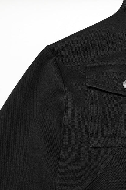 Black Stand Collar Long Sleeves Asymmetric Zipper Men's Punk Blouse