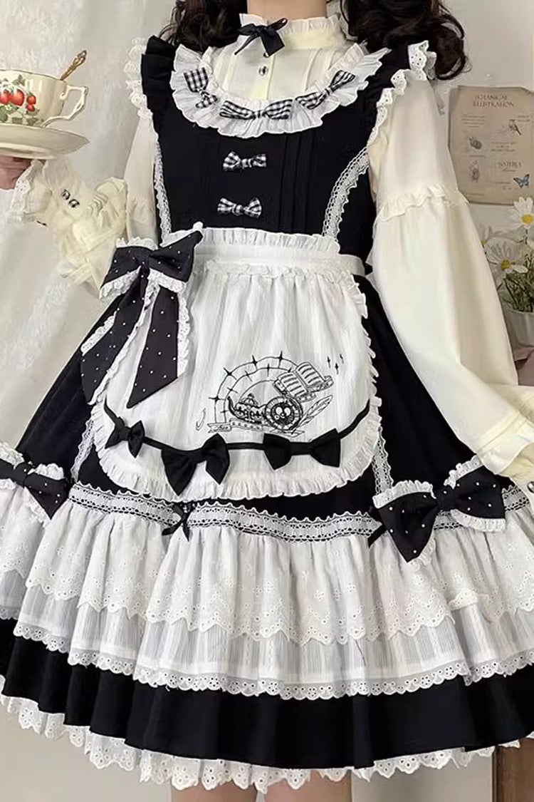 Black/White Ruffled Square Collar Alice Chapter Sweet Lolita JSK Dress