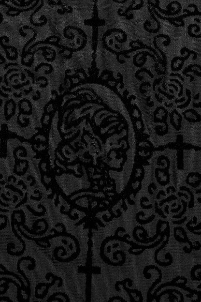 Black Sleeveless Beaded Cross Flocking Print Men's Gothic Tank Top