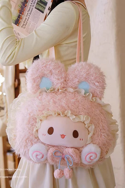 Pink Rabbit Ruffled Plush Toy Sweet Lolita Backpack