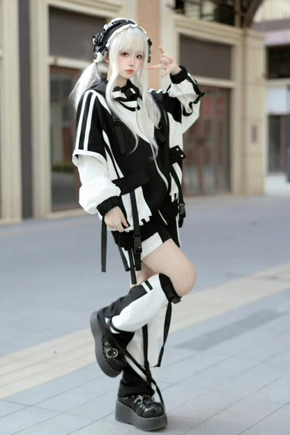 [Wing Light Machinery] Long Sleeves Print Jirai Kei Cool Coat 4 Colors