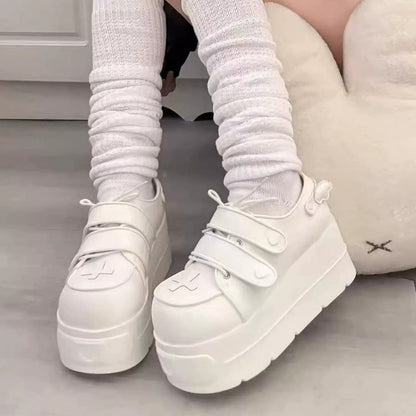 Medical Series Heart Style Double Strap Round-Toe Sweet Lolita Platform Shoes 3 Colors