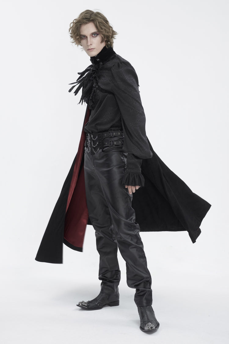 Black Stand Collar Men's Gothic Accessory Feather Cape