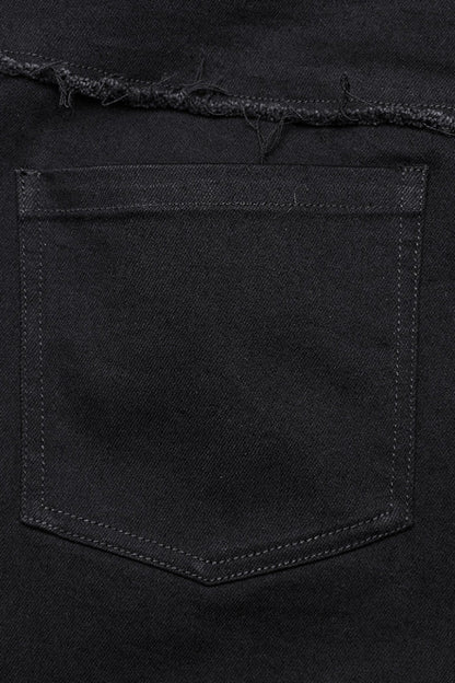 Black Women's Punk Cross Patch Big-pocket Denim Pants