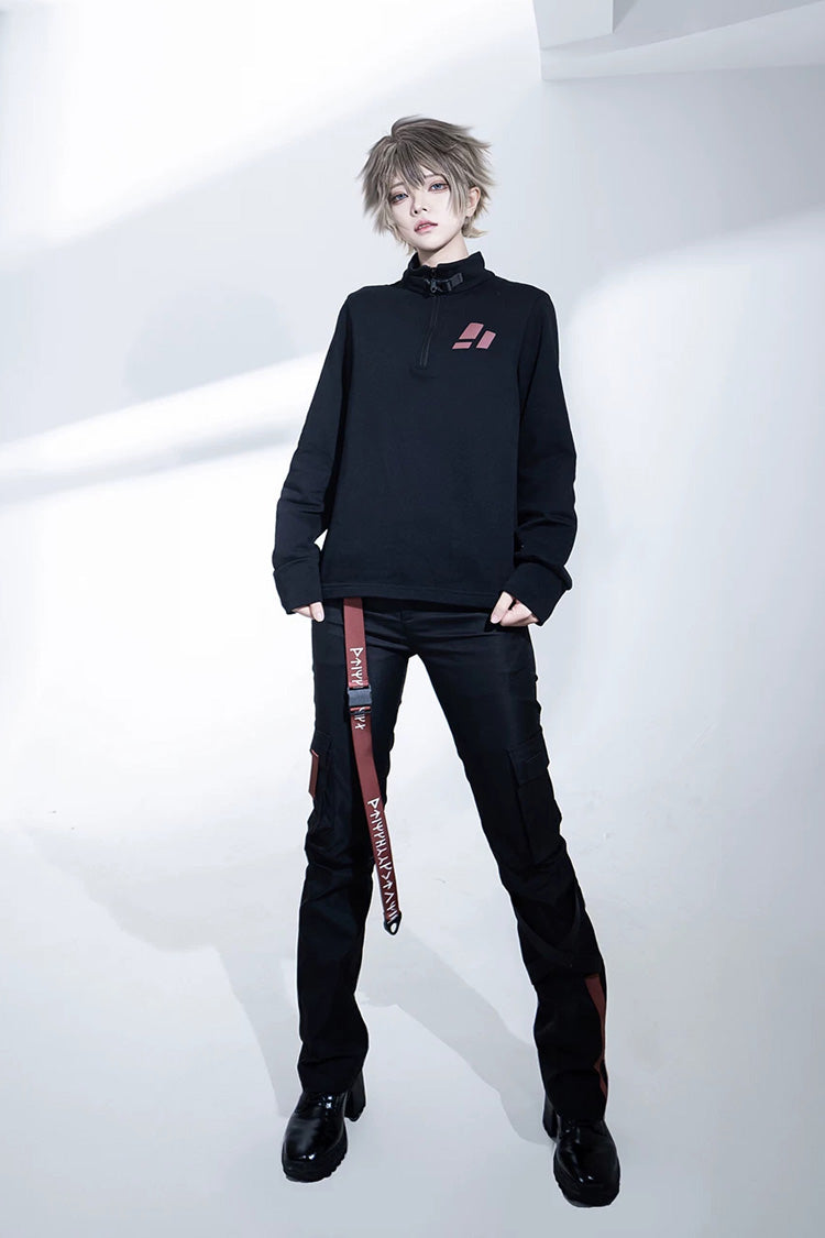 Black [Nameless Blade] Stand Collar Long Sleeves Gothic Prince Ouji Lolita Pants Set