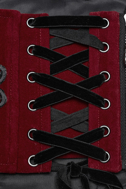Embroidery Lace-Up Zipper Women's Gothic Corset 2 Colors