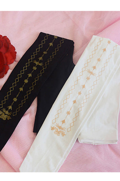White Velvet Hot Stamping Printing Classic Lolita Pantyhose