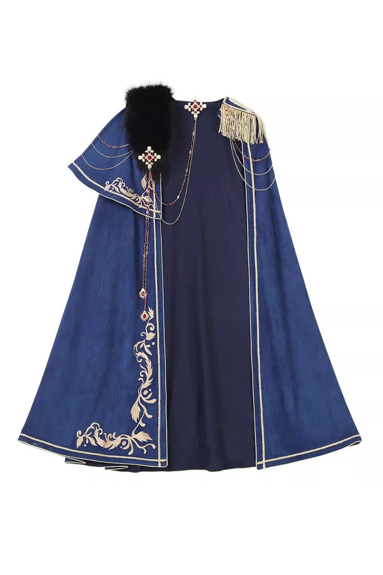 Red/Blue [Royal Glory] Stand Collar Long Sleeves Ruffled Embroidered Gothic Vintage Prince Palace Ouji Lolita Set