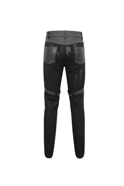 Black Slim Fit Zip Stud Side Chain Eyelet Rock Men's Gothic Trousers