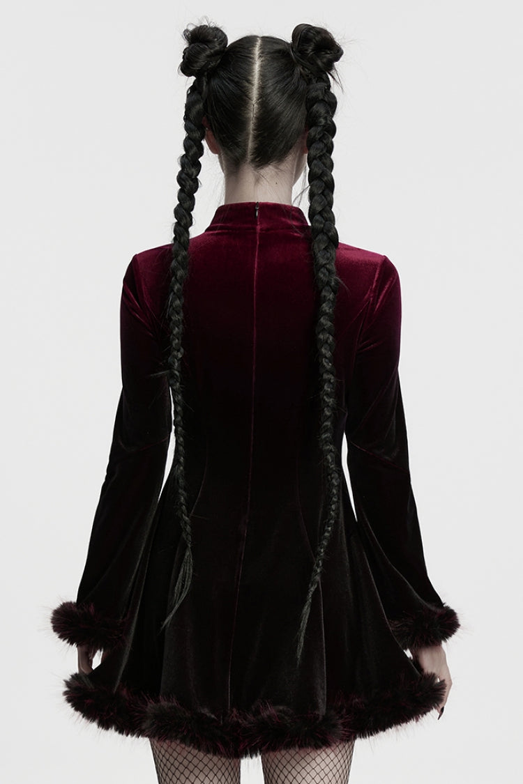 Black/Red Long Sleeves Gradient Women's Gothic Dress