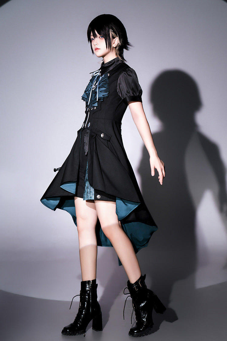 Black [Deep Music] Short Sleeves Gothic Elegant Ouji Lolita Four-piece Set