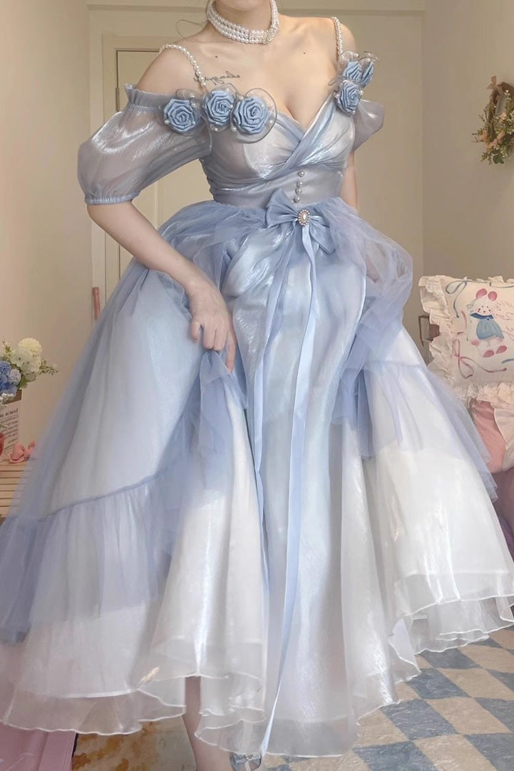 Blue Bowknot Plus Size Elegant Princess Sweet Lolita Dress