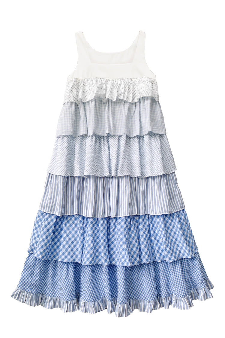 Blue [Go To The Beach] Multi-Layered Print Ruffle Holiday Sweet Lolita Jsk Dress