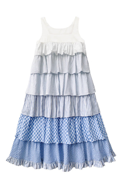 Blue [Go To The Beach] Multi-Layered Print Ruffle Holiday Sweet Lolita Jsk Dress