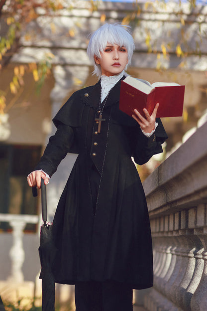 Black [The Eternal Sea of Hope] Long Sleeves Ouji Fashion Vintage Elegant Prince Lolita Long Coat