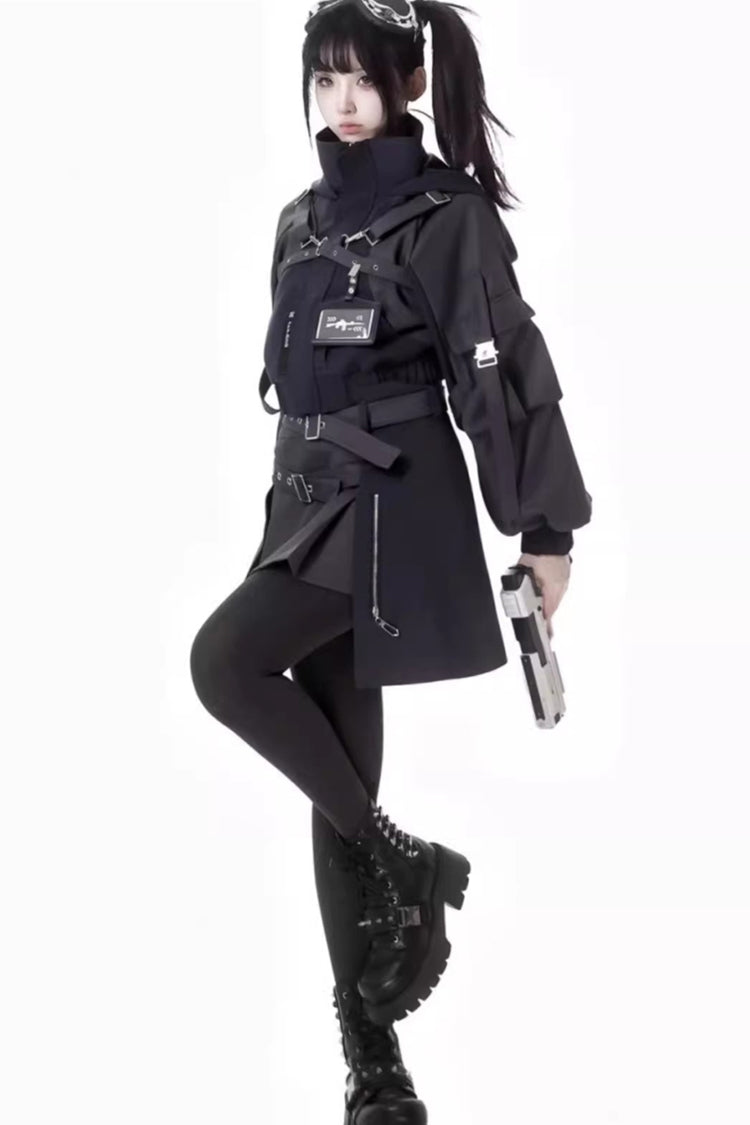 Black [Retrograde Orbit] Long Sleeves Gothic Ouji Lolita Skirt Coat Set