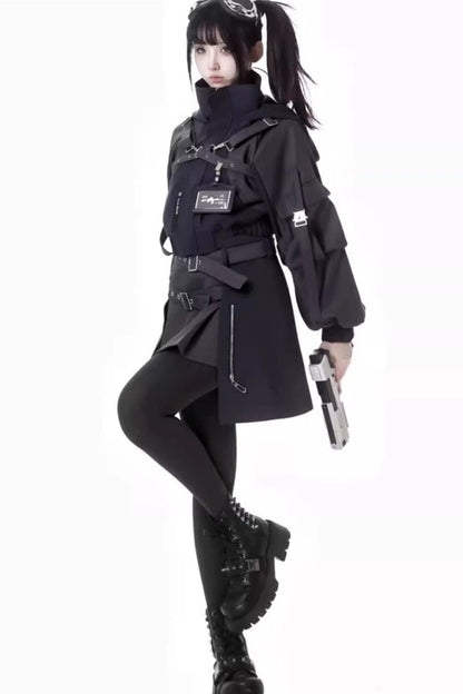 Black [Retrograde Orbit] Long Sleeves Gothic Ouji Lolita Skirt Coat Set